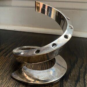 Dansk designs silver chrome spiral candle holder holds 12 thin taper candles
